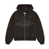 Broken Planet Zip Up Hoodie Midnight Black