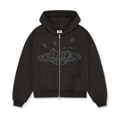 Broken Planet Zip Up Hoodie Midnight Black