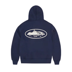 Corteiz Island Puff Print Zip Hoodie Navy