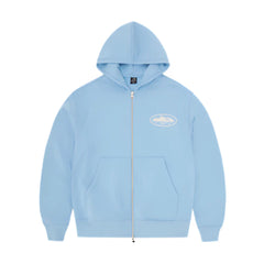 Corteiz Island Puff Print Zip Hoodie Baby Blue