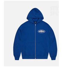 Corteiz Island Puff Print Zip Hoodie Washed Royal