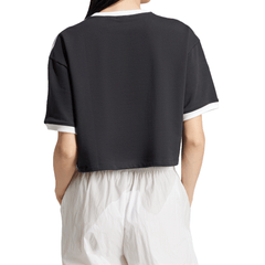 adidas Womens 3-Stripes Loose Crop Tee - Black