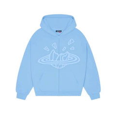 Broken Planet Zip Up Hoodie Sky Blue