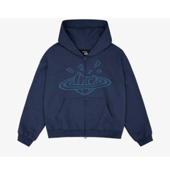 Broken Planet Zip-Up Hoodie Deep Navy