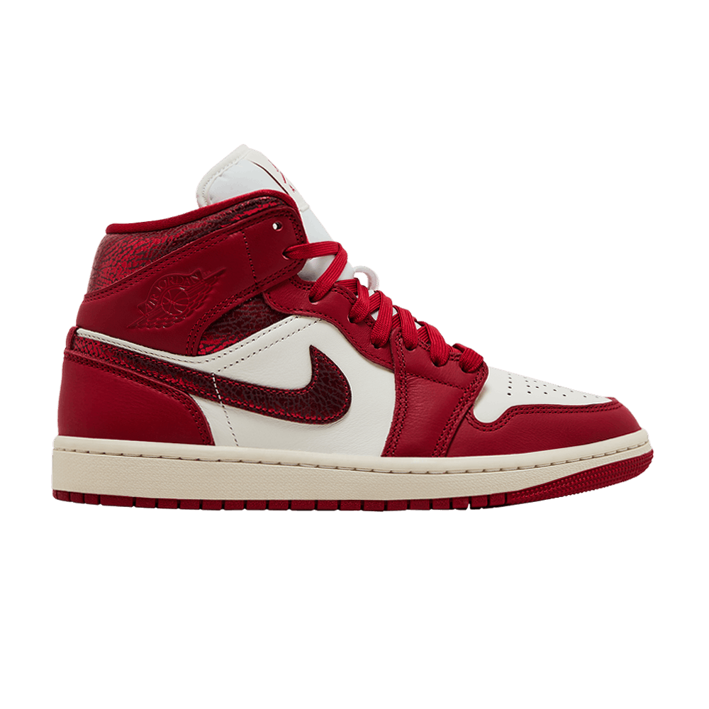 Air Jordan Jordan 1 Mid SE Red Cracked Leather (Women's)