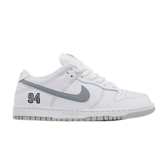 SB Dunk Low Supreme 94 White Metallic Silver